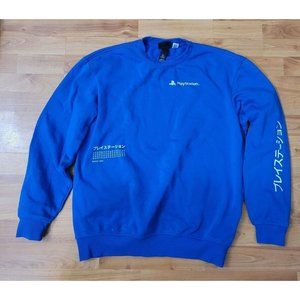 Sony PlayStation Blue Crewneck Sweatshirt with Japanese Text